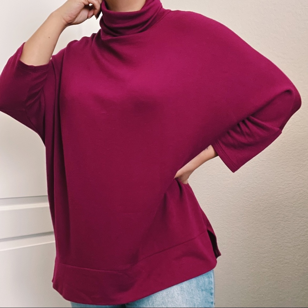 Fuchsia Mock Neck Sweater